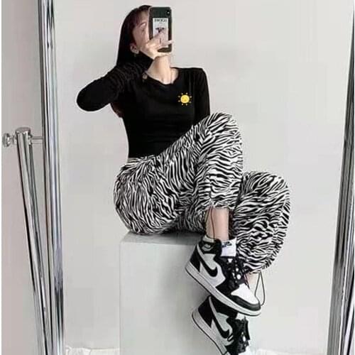 Kawaii Cartoon Crop Top Long Sleeve Shirt Cotton Stripe Pants Sets Harajuku Women Tight T-Shirt Female Gothic Casual Streetwear