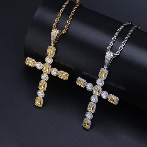 Lucky Sonny Hip Hop Cross Pendant Necklace Punk Style Accessory Gold Silver Tone Color Luxury Cubic Zircon Iced Bijoux LSP190319