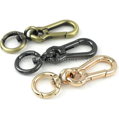 1x Metal Swivel Eye Snap Hook Spring Gate Trigger Clasps Clips for Leather Craft Belt Strap Webbing Keychain Hooks