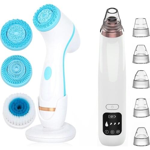 3 In 1 Electric Facial Cleansing Brush Rechargeable Skin Peeling Acne Blackhead Removal Pore Cleanser Face Massager Device