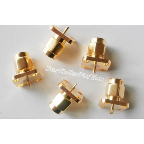 5Pcs RP-SMA RPSMA Male Chassis Panel Mount 4 Hole Panel Flange Solder RF Connector