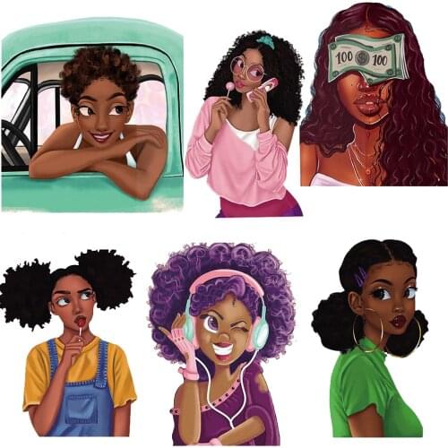 A-Level Beauty Girls Iron on Heat Transfers Printing Patches Stickers For Women Clothes Jeans Pants DIY Appliques Washable