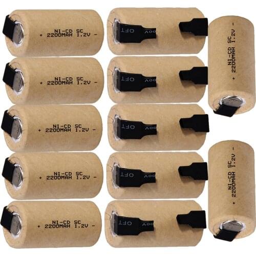 Screwdriver electric drill 12 pcs SC battery ni-cd 1.2v 2200mah nicd batteria accumulator power bank SUBC