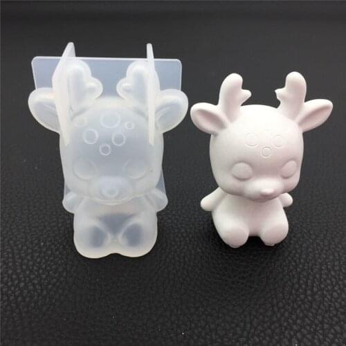 Aouke Transparent Mirror Unicorn Animal Elk Bear Silicone Mold DIY Fondant Mousse Mold Christmas Decoration Mould