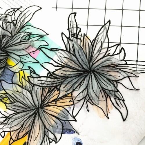 2pcs Fashion Flower Applique Sew on Patches For Clothes Bag Cap Headwear Sticker Diy Craft Decoration Repair Ornament 22cm