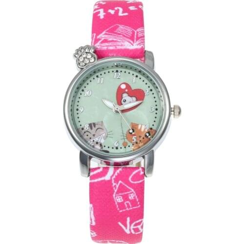New Silicone Candy Color Student Watch Girls Clock Fashion Cat Heart Watches Children Wristwatch Cartoon Kid Quartz Watch reloj