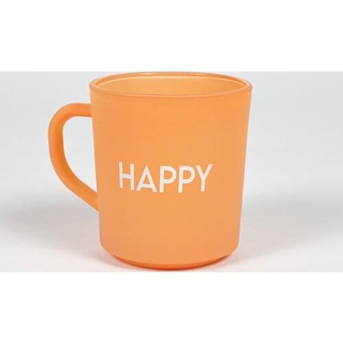 Desing Mug - "Happy" Motto | Coffee & Tea Mug | Orange | For Gift | Home & Decor