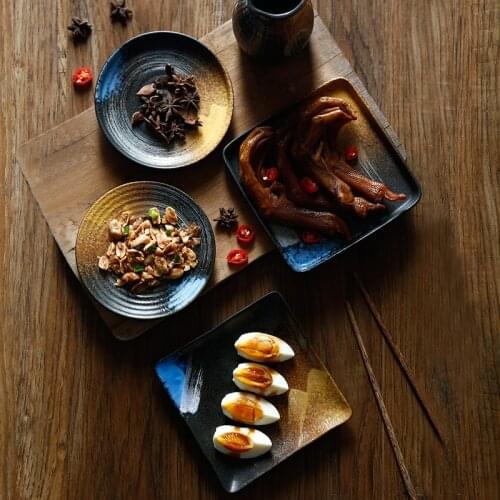 Campanulaceae Japanese Plate Ceramic Round Square Sushi Plate Cake Plate Sashimi Plate Snack Plate Cold Dish Plate