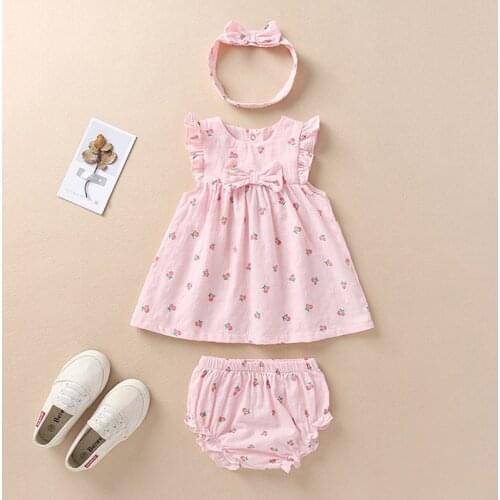 Lovely Princess Style Summer Baby Girls Clothing Sets Cotton Printing Dress Tops+PP Shorts Toddler Girls Clothes Suit