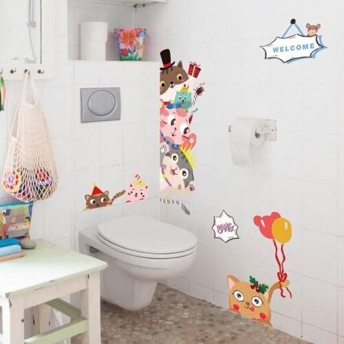 Animal cat door sticker childrens room entrance door kindergarten classroom decoration self adhesive wall sticker wall decor
