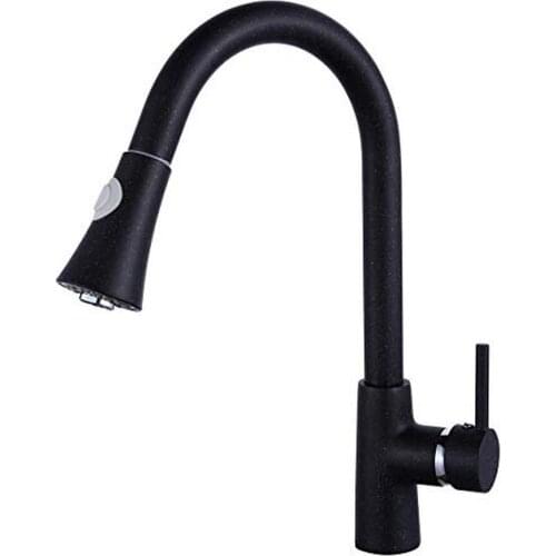 Stainless Steel Kitchen Faucet Black Paint Faucets 360 Degree Multifunctional Rotation Pullable Impact Water Tap