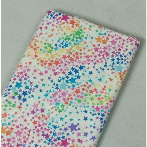 Pretty Colorful Fivestar Printed Cotton Fabric 50x105cm Rainbow Five Star Fabric Patchwork for Cloth Dress Party Home Decoration