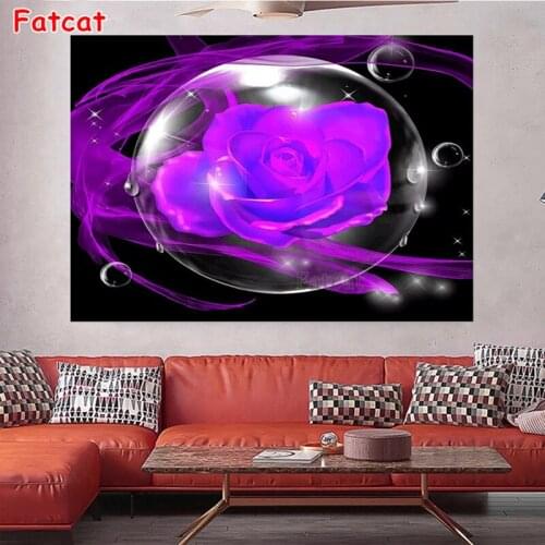 Full Square diy Diamond Painting Cross Stitch Purple Rose Diamond Embroidery Rhinestone Pictures Mosaic Diamond Crystal PP2373