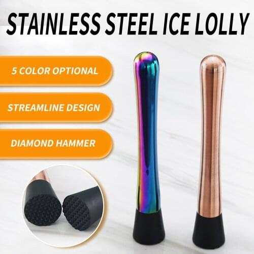 1PCS Professional Barware Stainless Steel Cocktail Sticks Wine Minced Rolling Fruit Muddler Bartending Bar Tools Cocktail Shaker