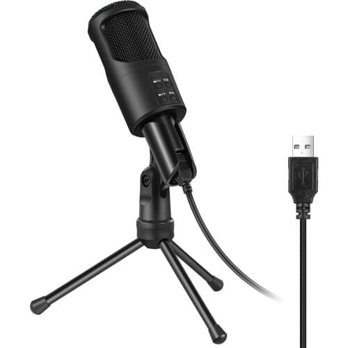 Wired Condenser Microphone USB Desktop Microphone with Stand for Computer Conference Live Karaoke Broadcast Podcast Recording
