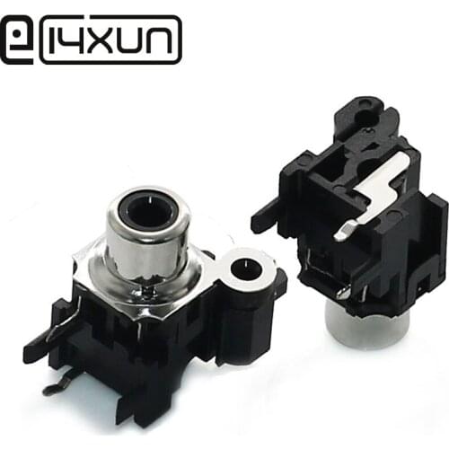 2pcs 1 Hole 2Pin AV Socket Single PCB Soldering Audio Video Connector Lotus Seat black with Shield