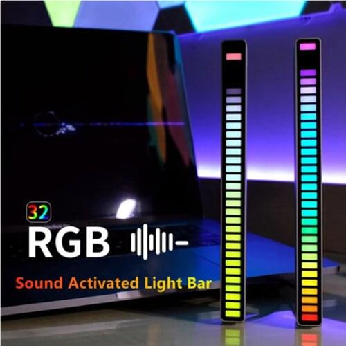 RGB Music Sync LED Light With Built-in AGC Microphone Sound Pickup Rhythm Rechargeable Game Car Home LED Ambient Light Stick