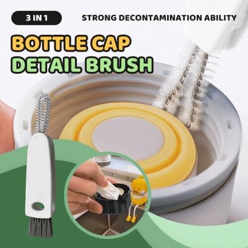 3 In 1 Bottle Cover Gap Cleaning Brush Rubber Ring Groove Brushes Feeding Bottle Nipple Insulation Cup Multi-use Cleaner Brush