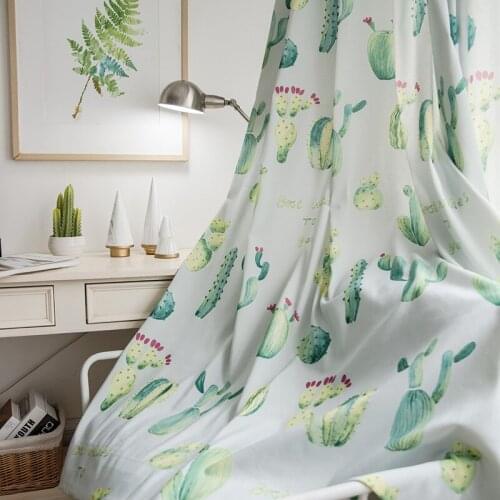 Modern Boutique Curtains for Living Dining Room Bedroom Plant Simple Polyester Cotton Printed Curtain Fabric