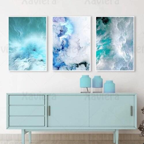 Modern Home Design Wall Art Abstract Canvas Art Painting Blue Cloud Swirl Pictures Nordic Posters and Prints Wall Pictures