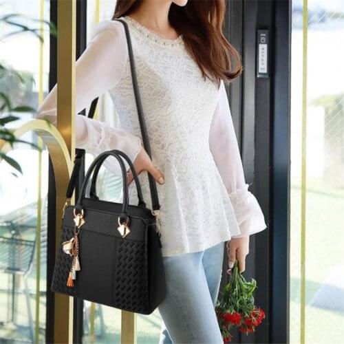 Fashion Women Handbags PU Leather Tassel Totes Bag Top-Handle Embroidery Crossbody Bag Shoulder Bag Lady Simple Hand Bags 40#23