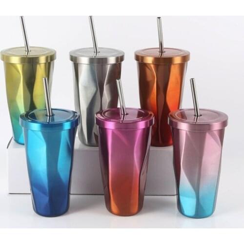 16oz/480ml Stainless Steel Vacuum Flask Thermos Coffee Mug Water Bottle For Girl Thermal Cup Colorful Tumbler Travel Tea