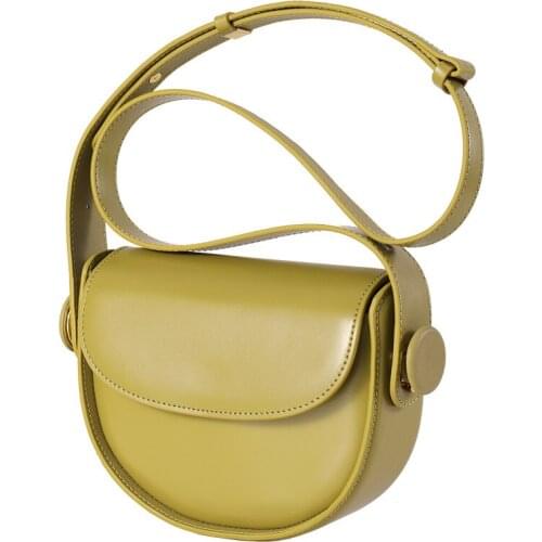 Genuine Leather Cowhide One-shoulder Womens Bag Messenger Bag Semi-circle Flap Mini Bag Purses and Handbags Luxury Designer