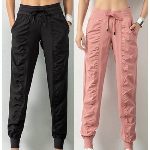 Womens yoga pants fashion slim high waist solid color sports pants casual drawstring leggings yoga pants womens clothing