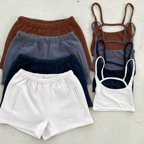 2021 Crop Top New Casual Drawstring Shorts Matching Set Solid Sportswear Two Piece Sets Womens Summer Sexy Athleisure Outfits