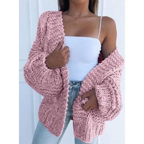 Women pink cardigan Open Stitch Loose Knitted Cardigan Sweater Loose Casual Women Outwear Solid Long Sweater v-neck autumn