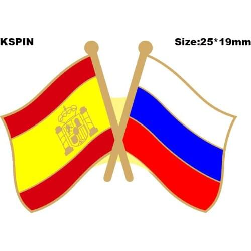 Spain & Russia Friendship Flag Lapel Pin Friendship Flag Badge Flag pin