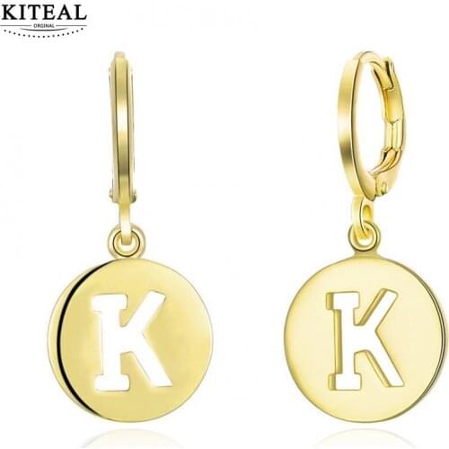 KITEAL 2018 Gold color Girl earrings Letter K C Golden religious pattern ear cuff Girlfriend Birthdays Gift