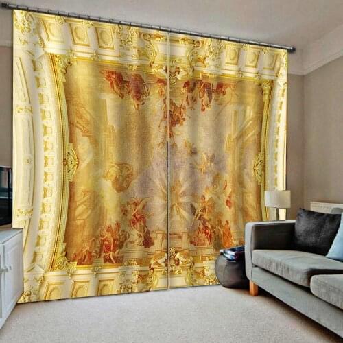 Golden curtains angel 3D Curtain Printing Blockout Polyester Photo Drapes Fabric For Room Bedroom curtain