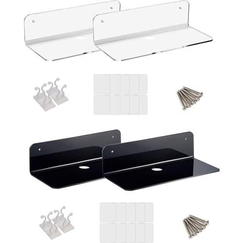 1Pair Wall Shelf Home Office Hanging Wall Rack Multi-purpose Clear/Black Optional