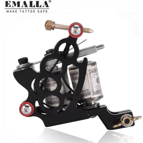 1PCS Tattoo Machine Metal Gun Tubes Grips 10 Warp Coils Shader&Liner Shader CNC Carved Frame Coil Tattoo Machines Free Shipping