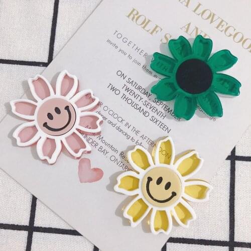 DIY jewelry new wild cute acrylic smiley flower earrings patch hair accessories accessories materials 2pcs
