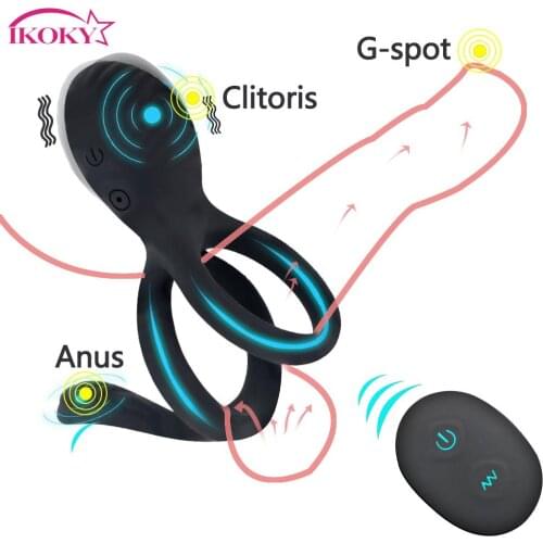 7 Speed Delay Ejaculation Erection Lock Ring Long Lasting Vibrating Penis Cock Ring Wireless Remote Contro lSex Toy for Men