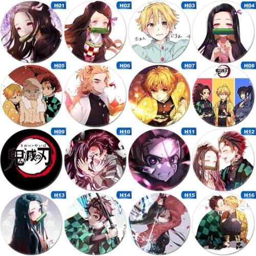 Anime Demon Slayer: Kimetsu No Yaiba Kamado Tanjirou Cosplay Bedge Cartoon Collect Backpacks Bags Badges Button Brooch Pins