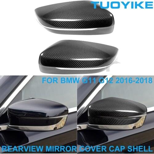 LHD RHD Car Styling Real Dry Carbon Fiber Rearview Rear Side Mirror Cover Cap Shell Trim Sticker For BMW G11 G12 740i 750i 16-18