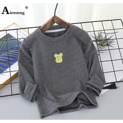 Long Sleeve Children T-shirt Unisex Boys Girls Bear Letter Print Tees Shirt Kids Casual Pullovers 2021 Autumn Leisure Cotton Top