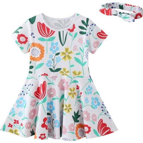 Jumping Meters Summer Flowers Print Princess Dresses For Baby Girls Costumes Floral Toddler Frocks Kids Tutu Dress