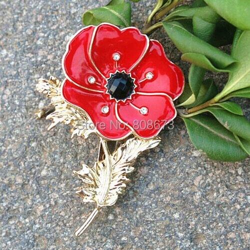 DHL FEDEX EMS Free Shipping 120PCS/LOT Bright Red Flower Poppy Flower Pin Brooches UK Fashion Poopy Brooch
