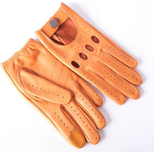 Men Deerskin Gloves High Quality Breathable Real Deerskin Driving Leather Gloves Male Fingers Touchscreen Unlined M-XL M062