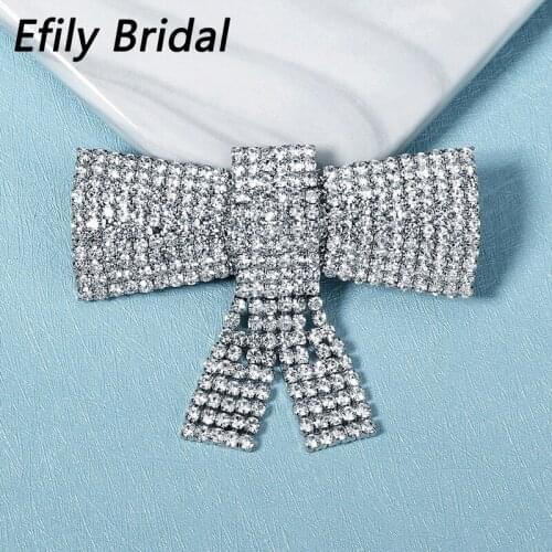 Efily Rhinestone Hair Clips for Women Accessories Silver Color Bridal Wedding Hair Jewelry Bride Headpiece Party Jewelry Gift