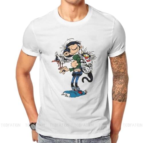 Gaston Lagaffe Comics 100% Cotton TShirts The Twins of Gambler Personalize Homme T Shirt Funny Clothing Size S-6XL