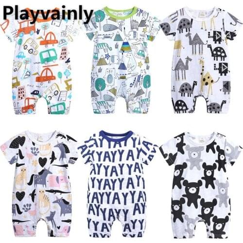 Summer Baby Boy Girl Romper Cartoon printing cotton short sleeve Jumpsuit Newborn Clothing 0-2T E100193