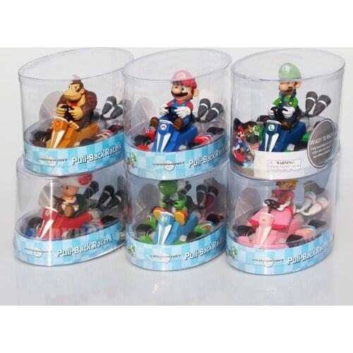 12.5*8*9 cm Super Mario Pull Back Car Mario Bros Yoshi Luigi Bowser Peach princess Doll Pull Back Car with box Birthday Gifts