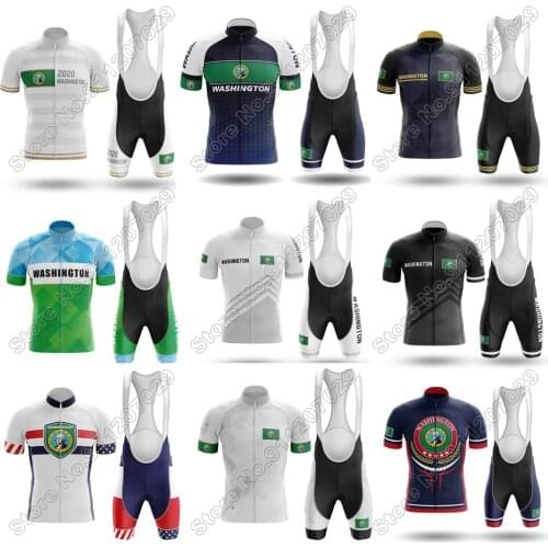 Washington State 2021 Cycling Jersey Set Men Summer Cycling Clothing Road Bike Suit Mountain Bicycle Shirt Bib Shorts MTB Tops