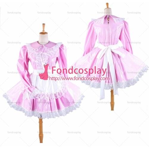 Sexy Sissy Maid Pvc Dress Pink Lockable Uniform Cosplay Costume Tailor-made[G287]