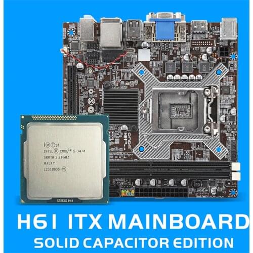 H61 ITX Motherboard with CPU support Intel LGA1155 Pentium/Core/Xeon CPU DDR3 1600 16G RAM M.2 SSD/WIFI slot MINI PC Desktop